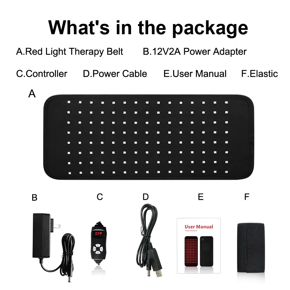 Cinturón de terapia de luz roja (660nm), terapia de luz infrarroja cercana (850nm) y terapia de luz roja para relajar los músculos, la inflamación