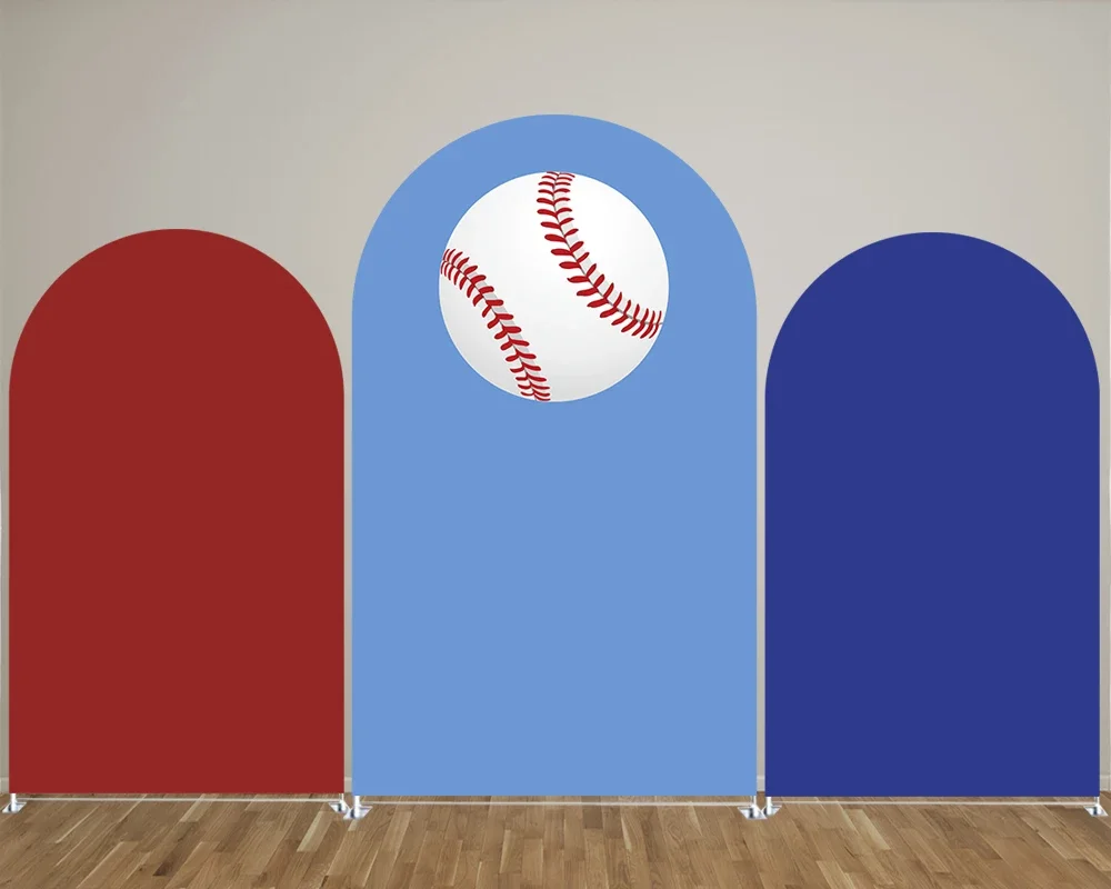 Blue Red Solid Color Baseball  Arch Backdrop Covers for  Sport Theme Birthday Party, Newborn Photograph Decoration Props