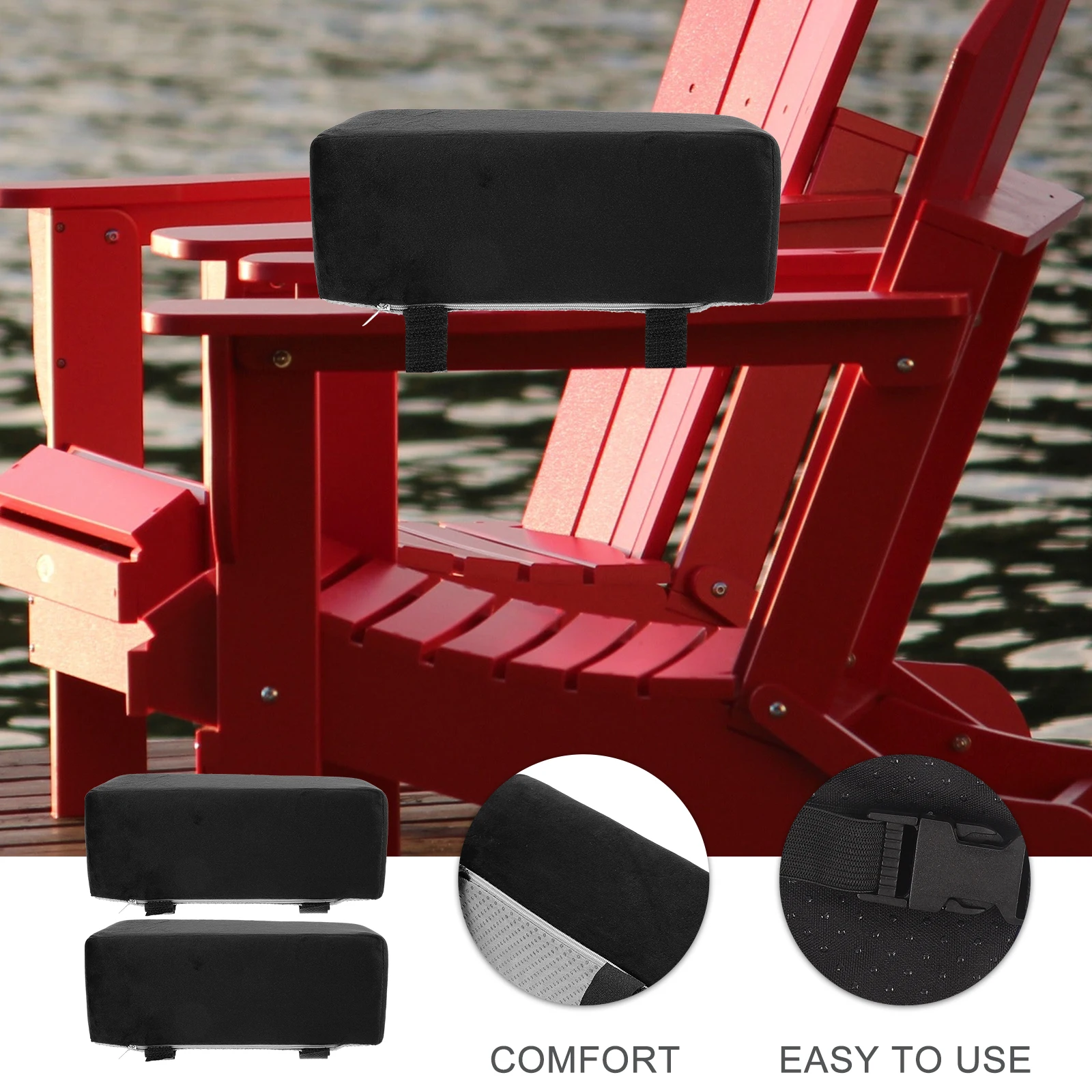 

1 Pair 10cm Armrest Booster Pads High Density Foam Ergonomic Elbow Support Cushions Office Gaming Chair Black Pressure Relief