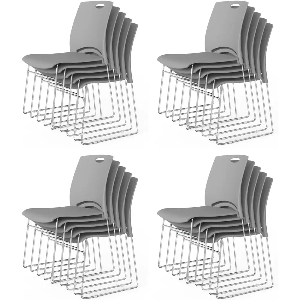 

Set of 20 Stackable Office Chairs with Metal Sled Base and Ergonomic Plastic Seats for Waiting Rooms, Break Rooms, and Banquets