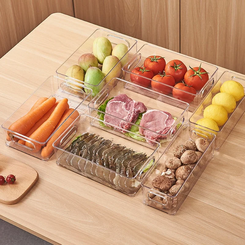 

Kitchen Refrigerator Transparent Storage Box Hand-Held Rectangular Food Grade Organized Food Fruits Vegetables Beer Beverages