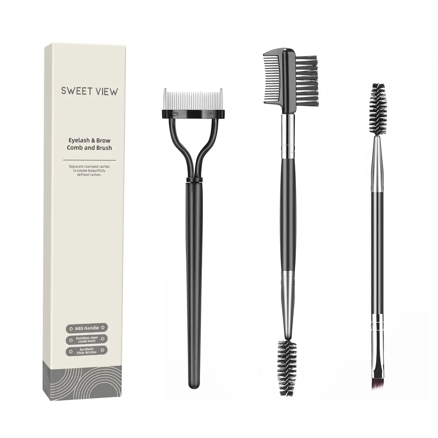 

Eyebrow Brush Eyelash Separator Brow Comb & Lash Spoolie Set - 3 Pieces Professional Eye Makeup Tools