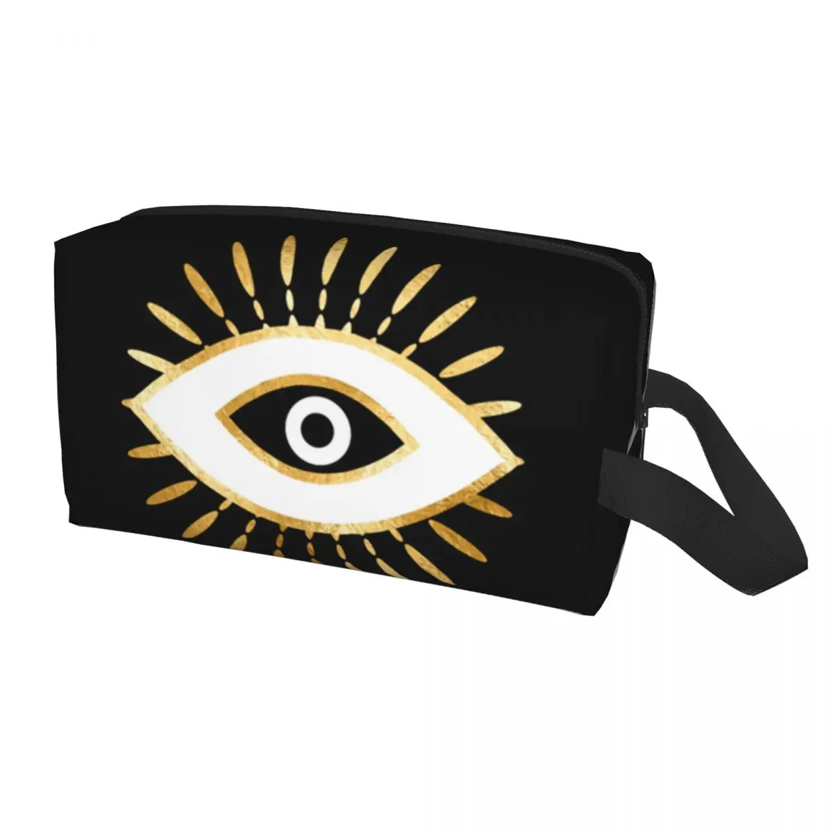 

Gold Foil Evil Eye Black Art Travel Cosmetic Bag Mystic Spiritual Makeup Toiletry Organizer Lady Beauty Storage Dopp Kit