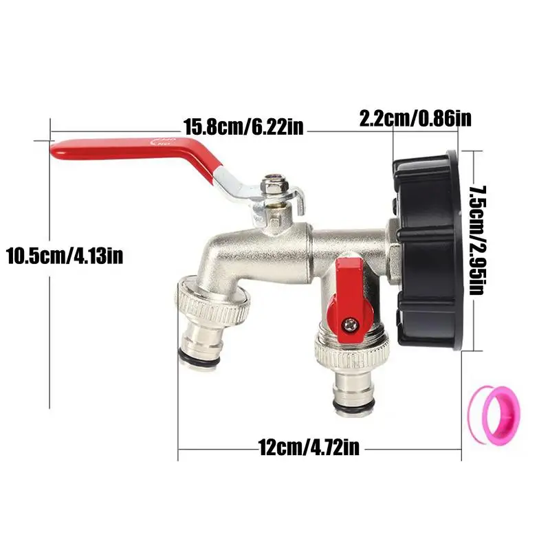 Hose Splitter 2 Way Spigot Splitter Faucet Bib Adapter With Valves Rust-Resistant Metal Irrigation Parts For Outdoor Camping