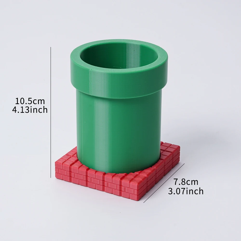 1 Creative Pen Holder Green Pipe and Red Brick Combo Set. Creative Storage Pen Holder in Retro Gaming Style for Your Desk. Stac - view 4