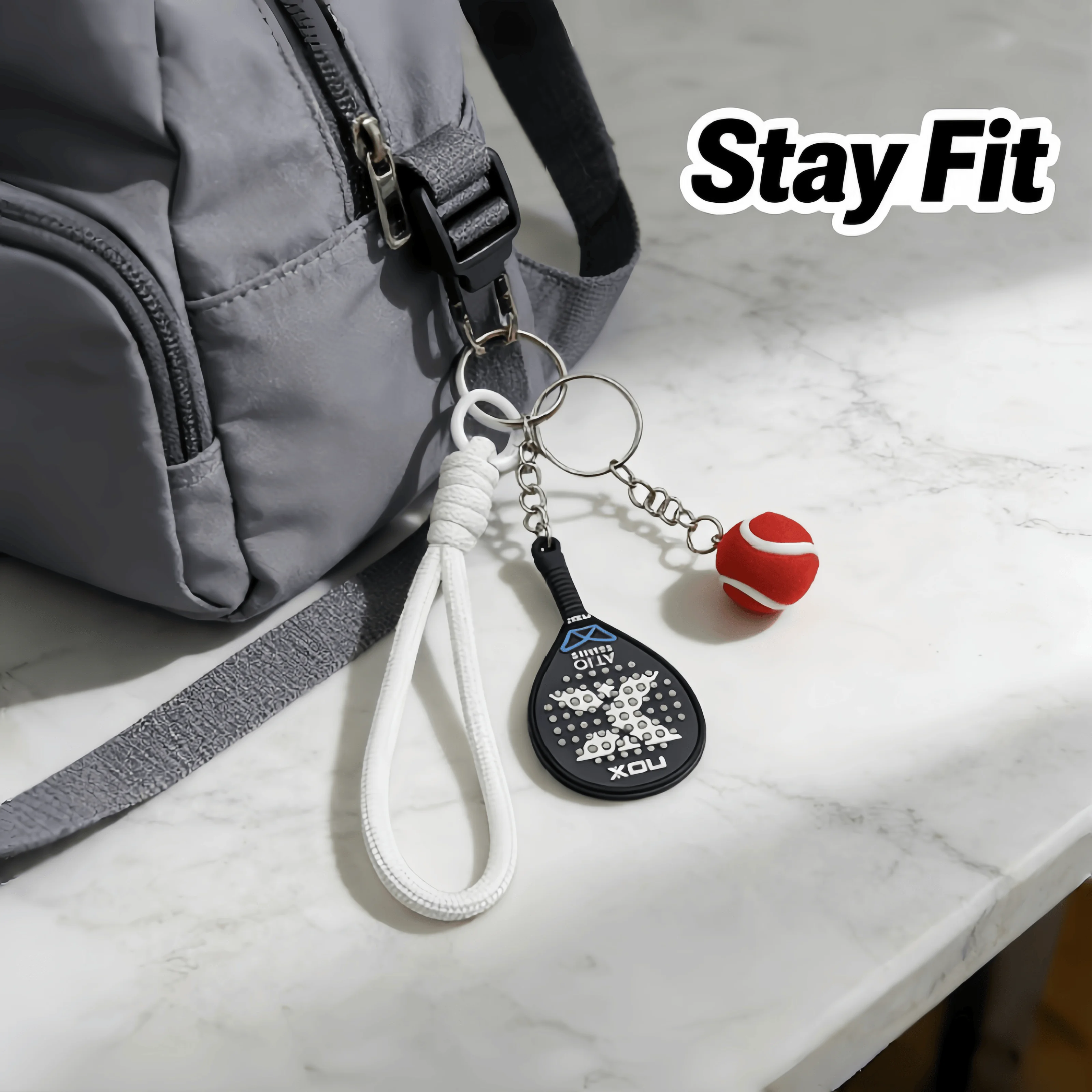 سلسلة مفاتيح Nox، مجموعة لطيفة لمضرب التنس، إكسسوارات عصرية رياضية، هدية مثالية لعشاق الرياضة #4