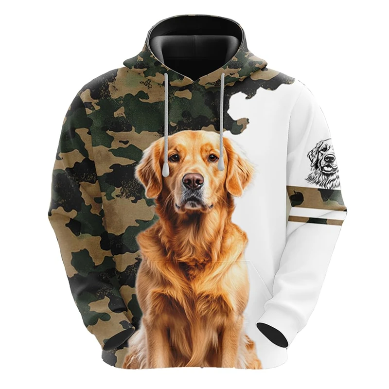 Camo Dog 3D Printed Hoodies For Men Casual Male Streetwear Tracksuit Pet Dogs Camouflage Pullovers Schnauzer German Shepherd Top