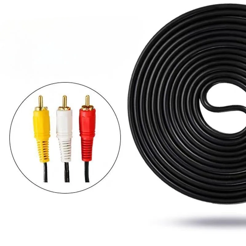 3‑RCA to 3‑RCA AV Audio Video Cable, 6‑Plug Composite RCA Cord for DVD Player Audio‑Visual Connection