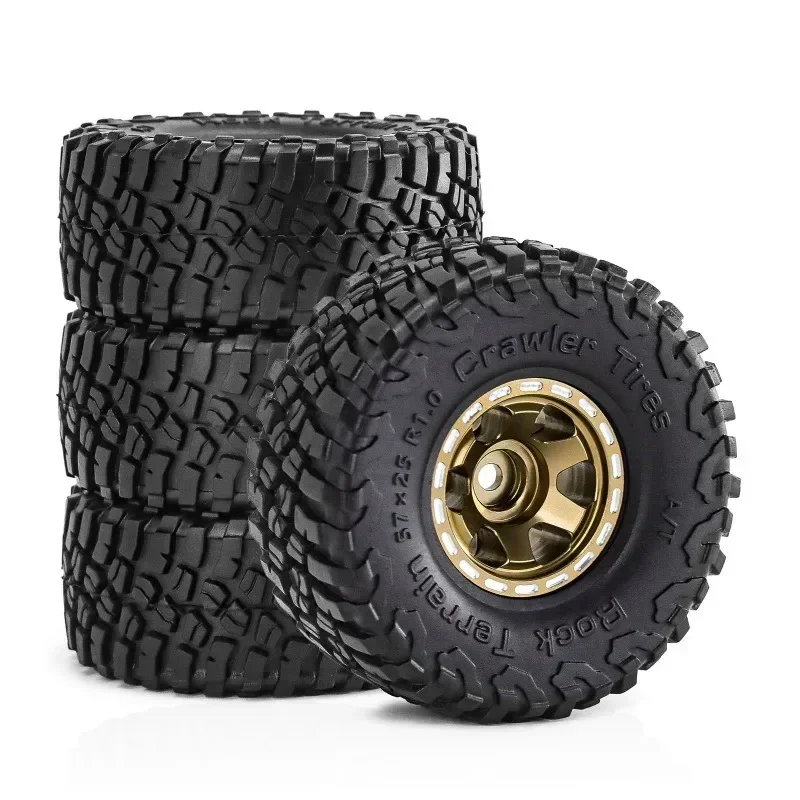 Jeu de pneus de roue à billes en métal, 57mm, 1.0 pouces, pour voiture sur chenilles 1/18 1/24 RC TRXS 4M SCX24 AX24 FCX24, pièces de mise à niveau, accessoires, 4 pièces