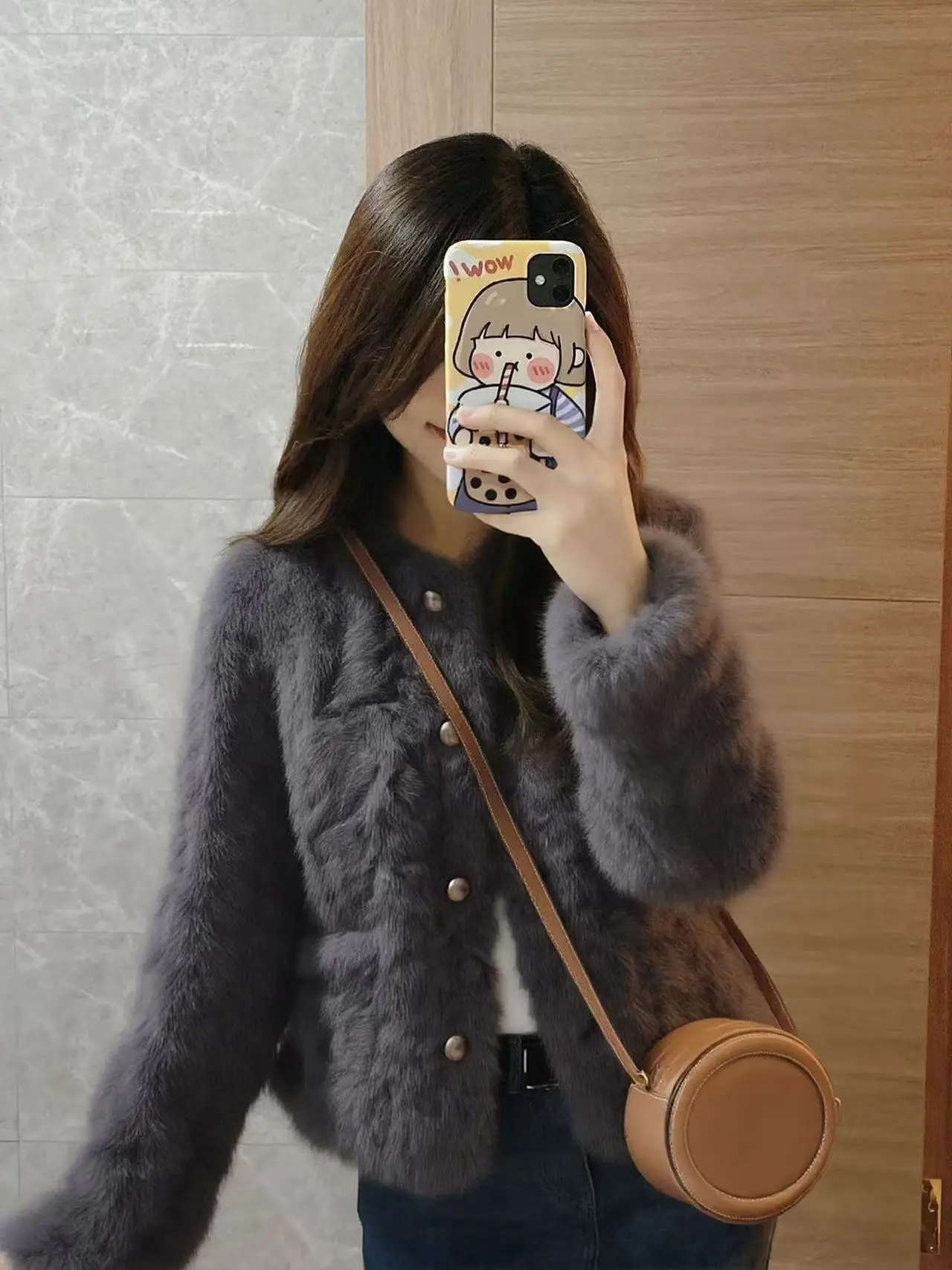 

Зимнее пальто 2026 года: утепленное, с круглым вырезом, пушистое, класса люкс, женское, приталенное, из полиэстера, гарантирующее тепло