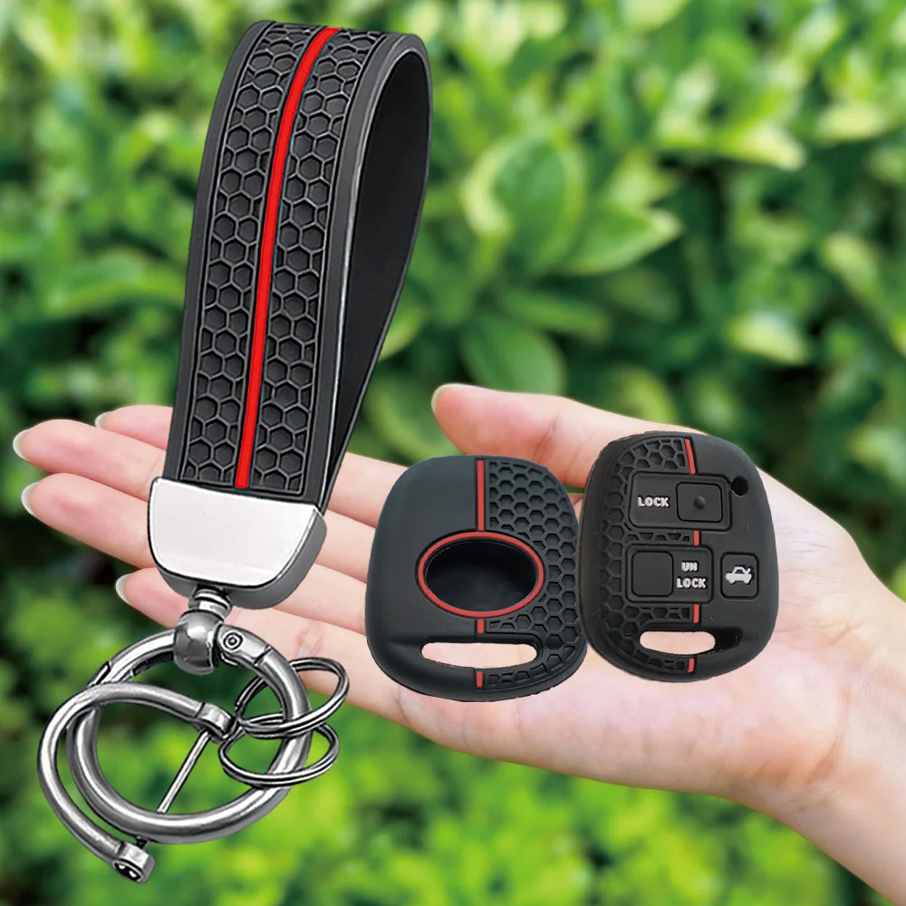 Keychain Silicone Car Key Cover Case For Toyota Avensis Camry Corolla For Lexus 3 Buttons Remote Key Jacket Fob Case Car styling