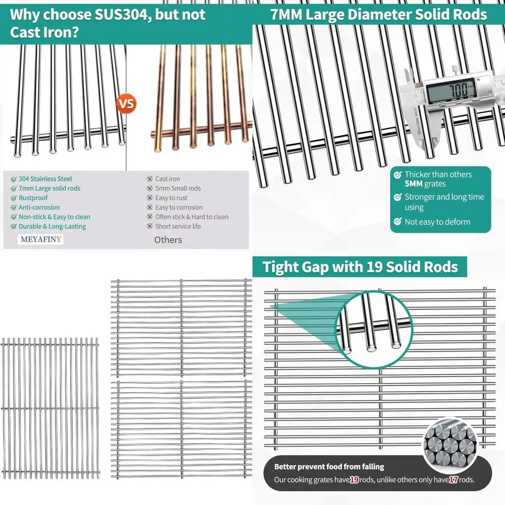 

18.875 Решетки для гриля из нержавеющей стали 304 для газовых грилей Genesis II серии 600, набор из 3 штук