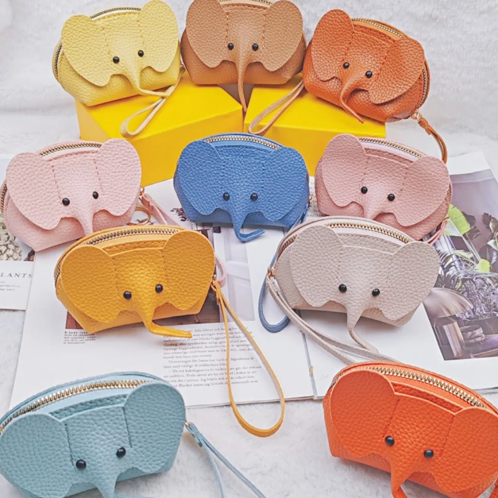 

Fashion PU Elephant Bag Vintage Solid Color Bag Pendant with Loose Change Storage Hasp Zipper Clutch Lipstick Zipper Bag Home