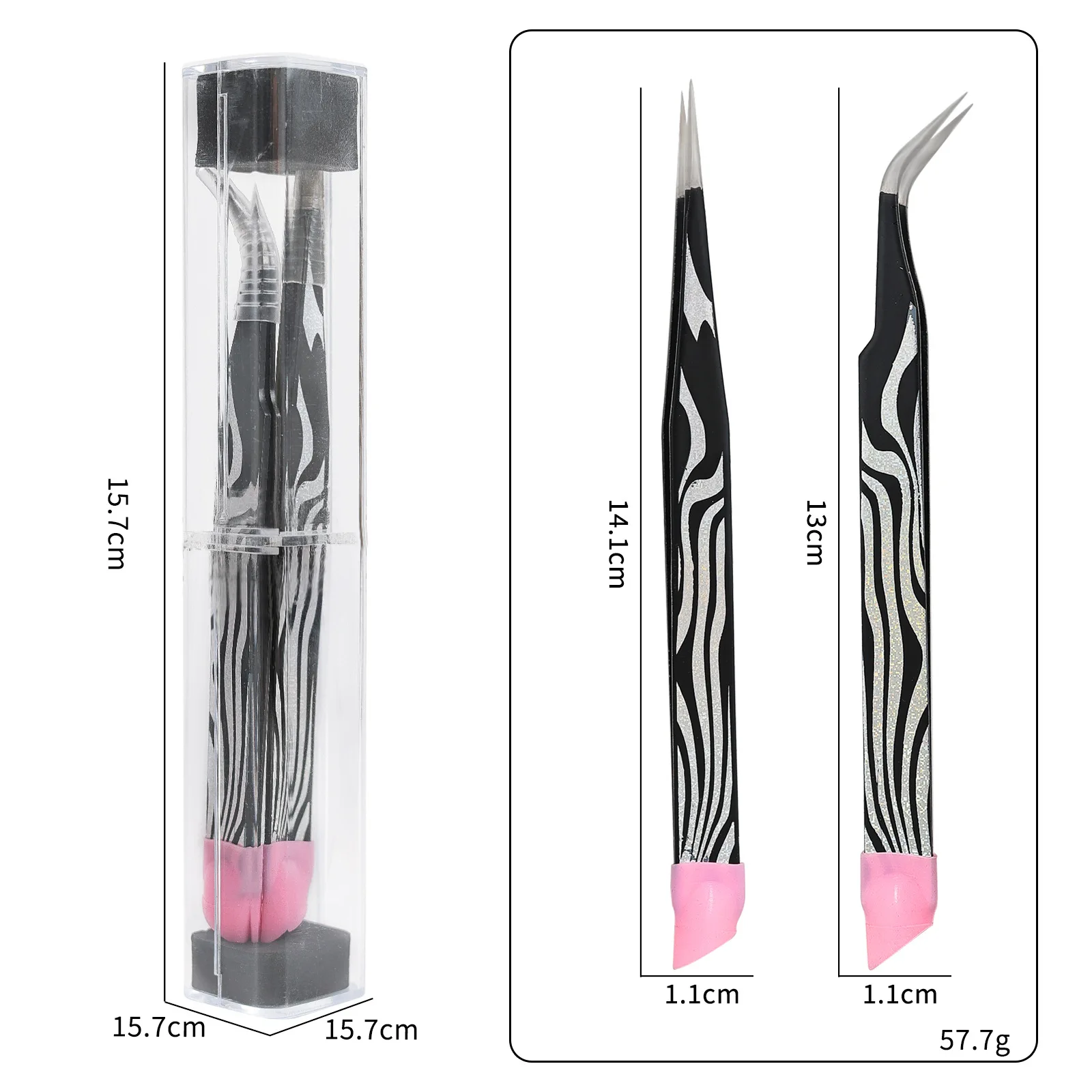 Ensemble de pincettes en Silicone pour Nail Art, 2 pièces, avec conception à double extrémité pour une Application facile d'autocollants, de strass et d'extensions de cils