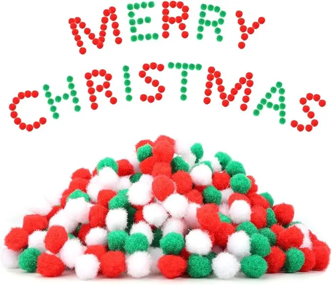 500/1000Pcs Christmas Pom-Poms Handmade Scene Setting Filling Material Decorative Additions Perfect for Holidays
