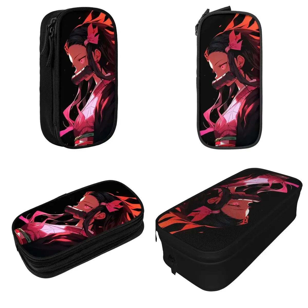 Piórniki anime Demon Slayer Lovely Nezuko Kamado Pen Holder Bag Large Storage Students School Cosmetic Pencil Pouch