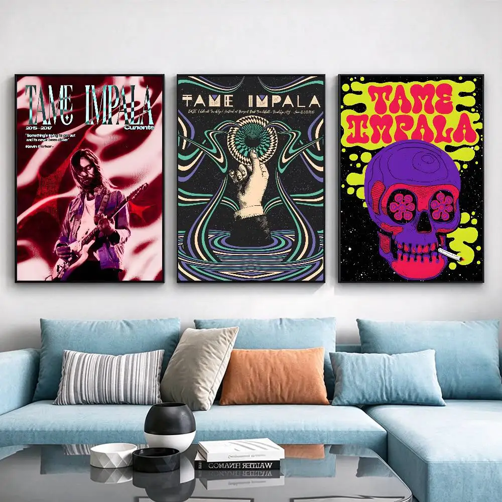 Rock Band Album T-Tame Impala Poster Waterproof Wall Art Sticker For Bar Living Room Vintage Decor High Quality Print