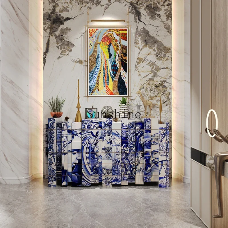 Italian creative design painted Roman art decorative cabinet against the wall storage side cabinet  FT