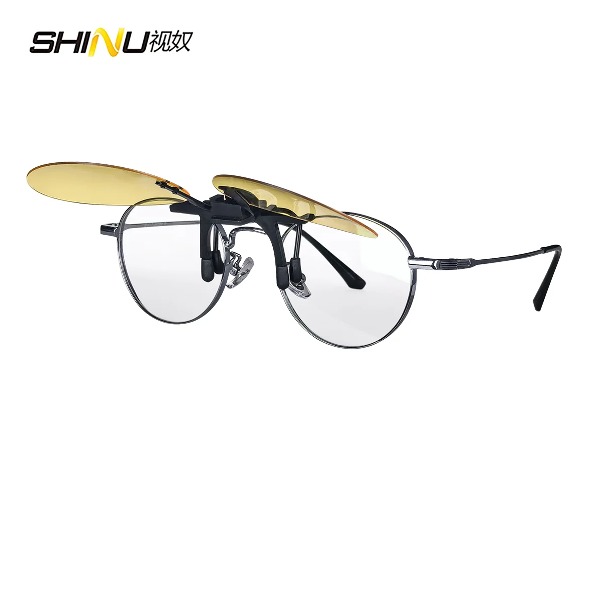 SHINU Rote Linsen-Clip-On-Brille zum Schlafen besser, runde orangefarbene Linse für Spiele oder Arbeiten, gelbe Linsen, Nachtsicht zum Fahren – Detail 14