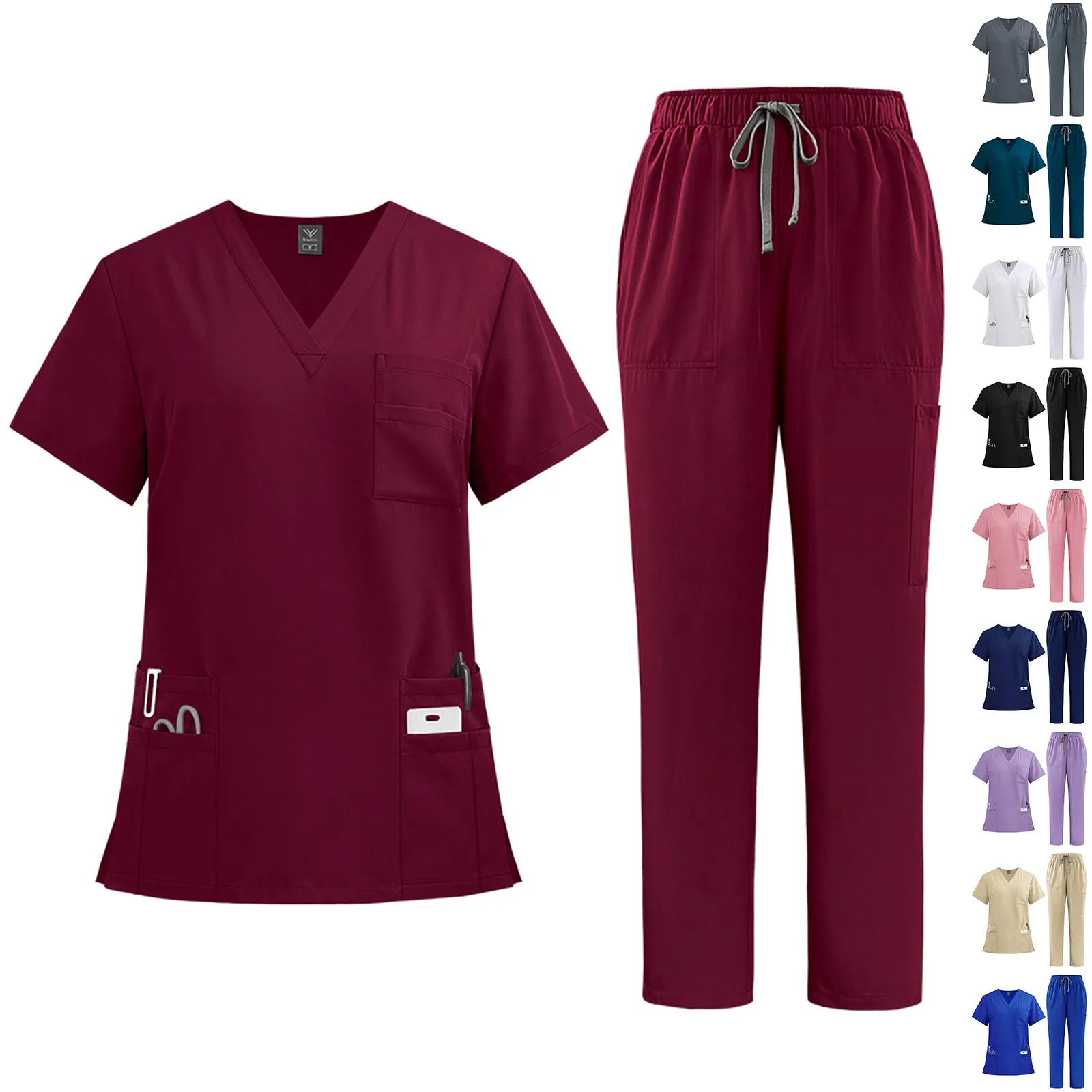 Women Uniforms Nursing Clothes Beauty Costume Nurse Scrubs Sets Dentist Workwear Clinical Tops Pants Set Workwear