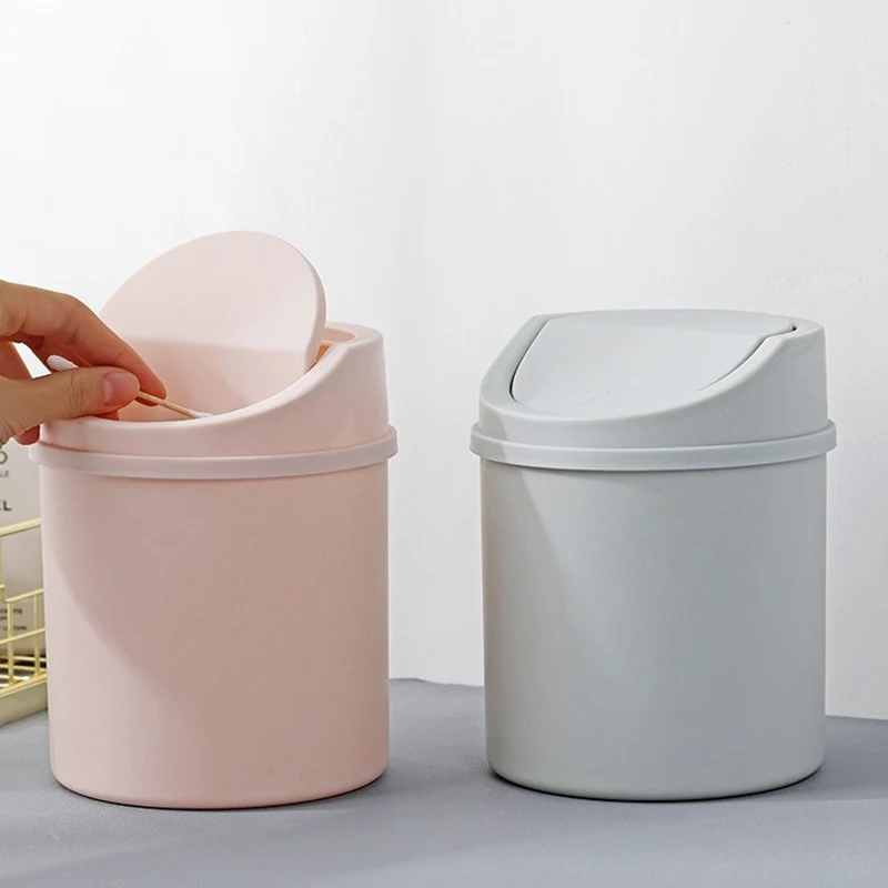 1PC น่ารัก Mini Creative Household Desktop Bin ถังขยะพร้อมฝาครอบห้องนอนถังขยะขยะสําหรับ Office Workspace กล่องเก็บ