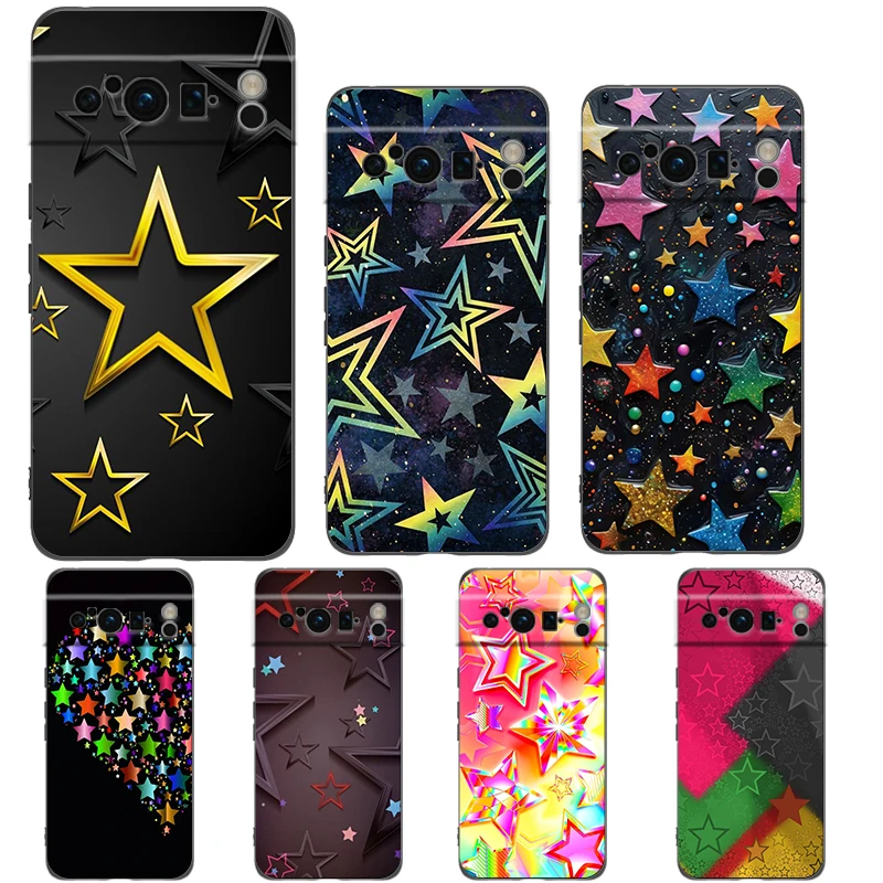 

Phone Case Cover for Google Pixel 9 8 7 6 7A 6A Pro Shockproof Soft TPU 9 Pro XL Shell Capas Fundas Fashion Colored Stars Coque
