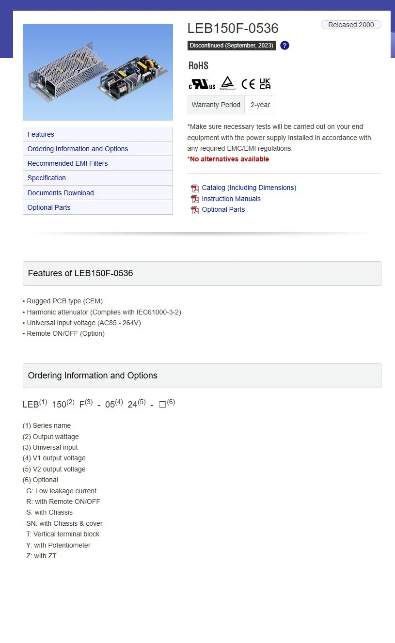 LEB150F-0536 R وحدة الطاقة من نوع PCB #2