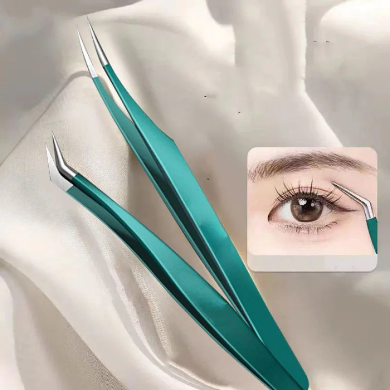 Kit di strumenti per extension ciglia ipoallergeniche - Set di pinzette in acciaio inossidabile con piume dorate e morsetti per delfini per artisti delle ciglia