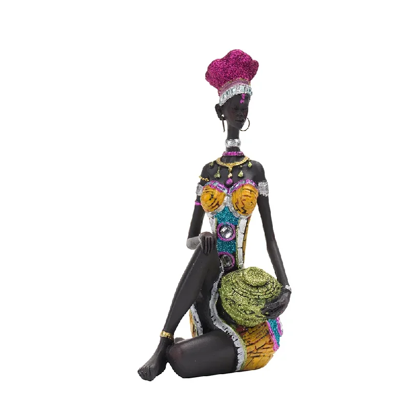 Abstract African Black Women Sculpture Decoration Home Wine Cabinet Model Room Coffee Shop Resin