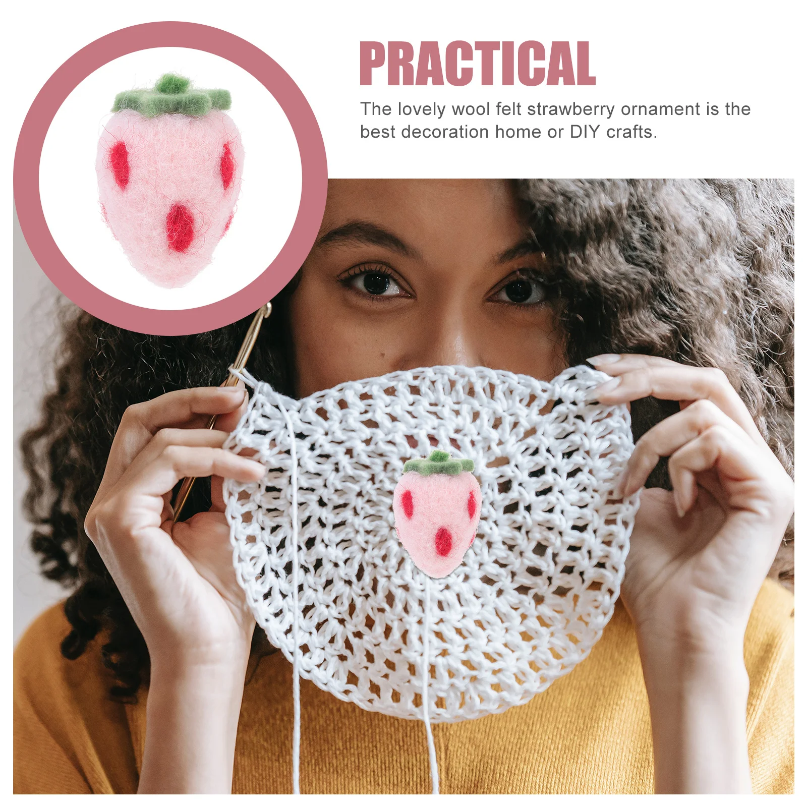 

10Pcs DIY Crafts Wool Felt Decor Cute Strawberry Shape Craft Supplies for Home Ornament Headband Accessory Wool Felting Crafts