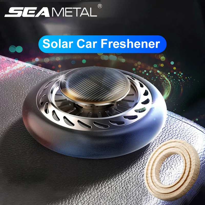 SEAMETAL Solar Rotation Car Air Freshener Automatic Car Perfume Diffuser Essential Oil Diffuser Dashboard Ornaments Remove Odor