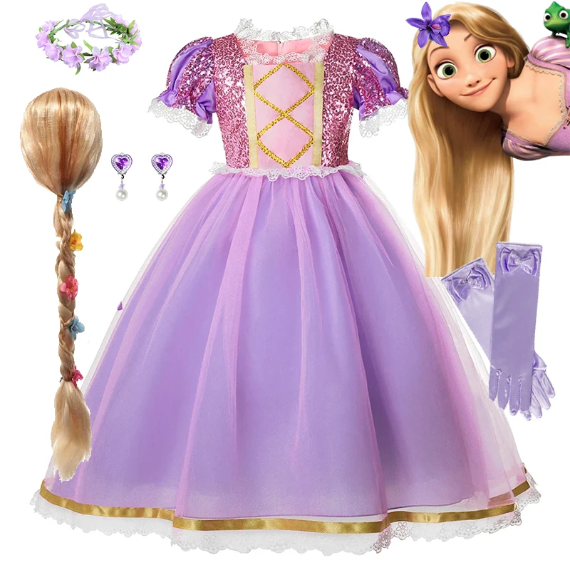 Disney Princess Rapunzel for Girls Costume Movie Tangled Kids Cosplay Carnival Party Vestido Birthday Christmas Dress 1-10Yrs