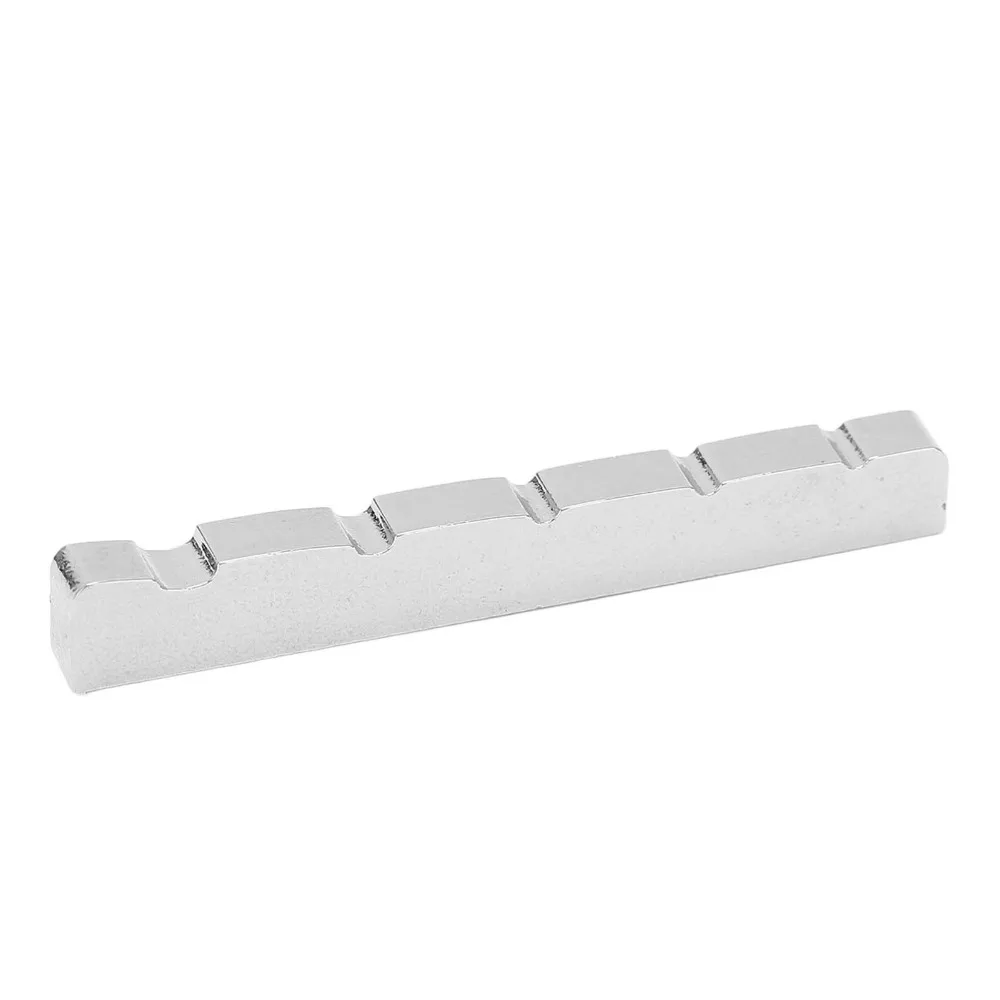 Durable Metal Material Guitar Nut Pre-cut Slotted 5 String Design Bass Guitar Nut Silver Slotted Guitar Nut Bass Guitar