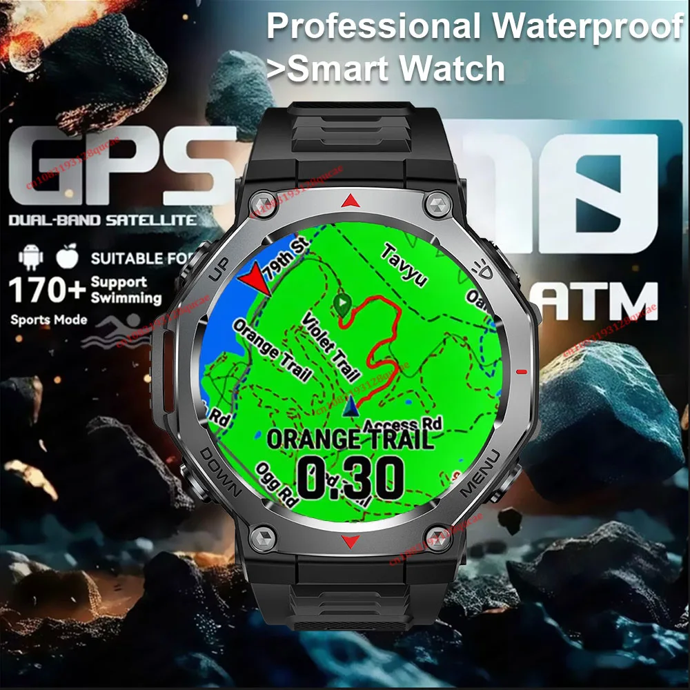 New GPS Smart Watches 2025 Military Smartwatch Men 10ATM Waterproof 170 Sport Modes Built-in GPS BT Call Watch for Android IOS