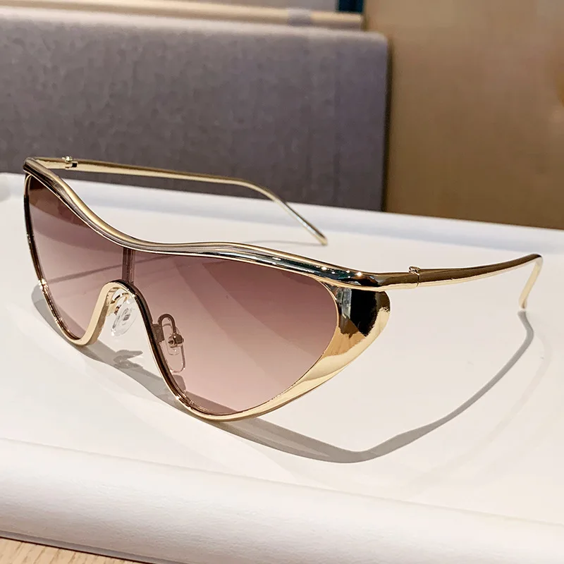 

vintage one piece oversized cat eye Y2K sunglasses for women men new fashion outdoor driving sun glasses ladies hip hop shades