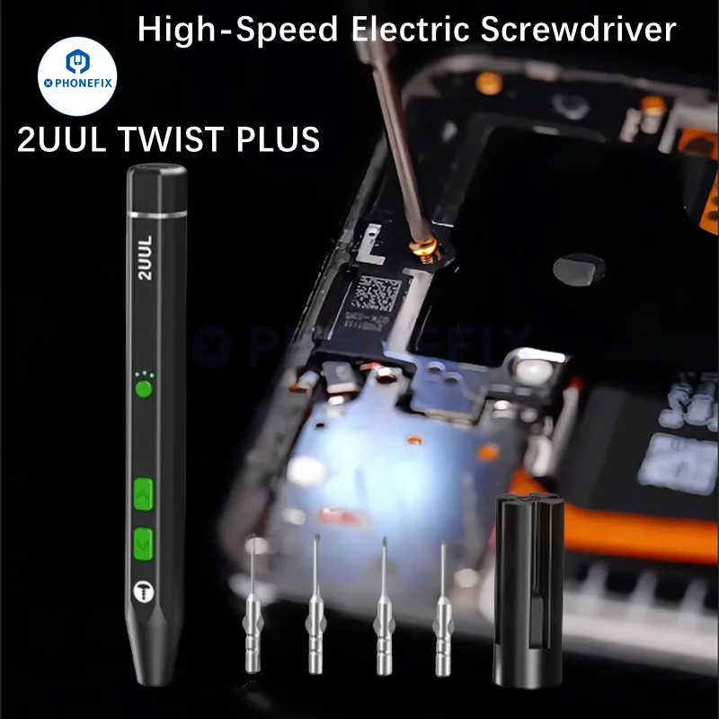 2UUL High-Speed Electric Screwdriver SD15 with LED Light Auto-sensing Sleep for IPhone 15 16 Screws Removal and Installation