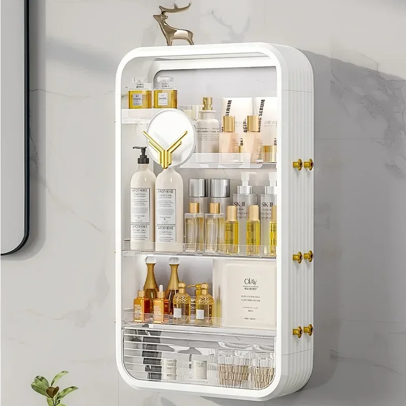 Wall-mounted storage rack, kitchen layered bathroom storage box, household perforated sink storage rack shelf organizer shelf