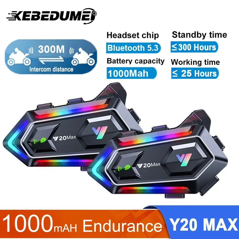 

Мотоциклетный домофон, гарнитура для шлема, беспроводной коммуникатор, домофон, 1000 мАч, водонепроницаемые Bluetooth-наушники, громкая связь, вызов 300 м