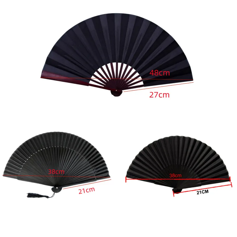 Chinese Style Black Vintage Hand Fan Folding Fans Dance Wedding Party Favor Chinese Dance Party Folding Fans Black Fabric Fan