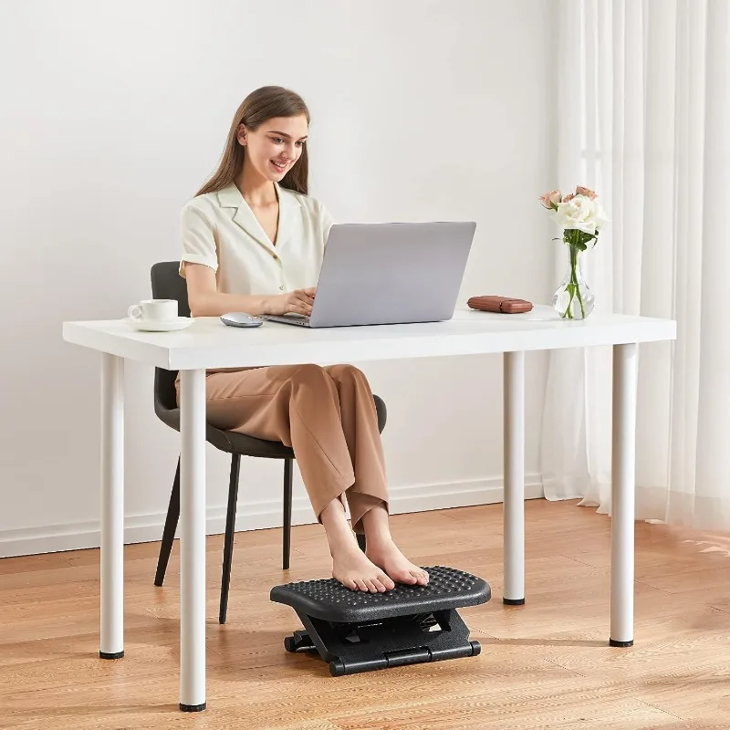 Adjustable Under Desk Footrest,  Stool Under Desk with 3 Height Position & 30 Degree Tilt Angle Adjustment for Home, Office