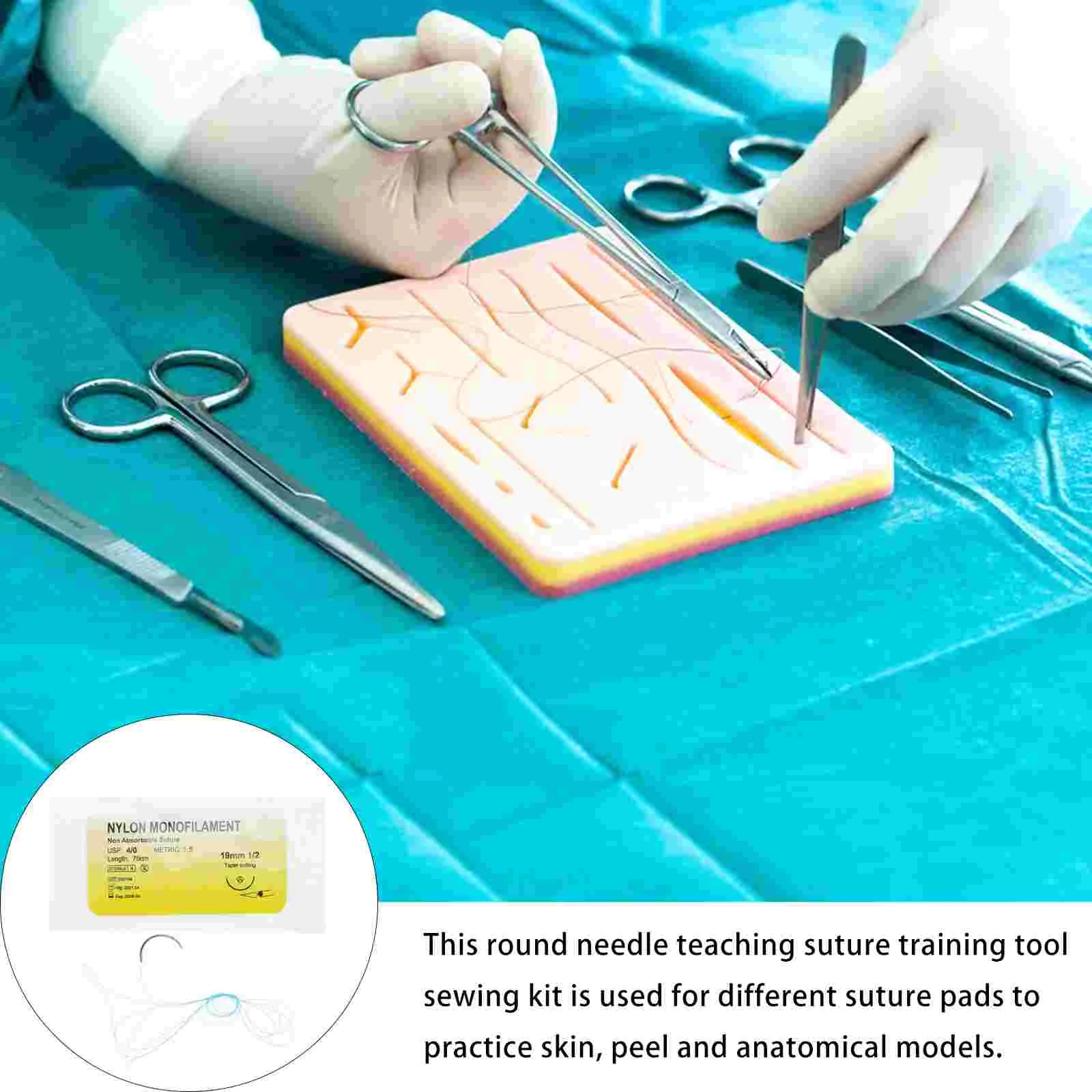 1pc Monofilament Thread Needle Suture Practice Kit Medical Teaching Tool Thread Suture Practice Equipment