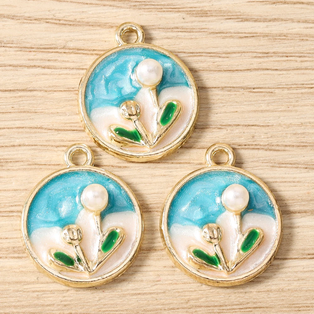 Tusember 10 Stück Emaille Mode Schöne Ölgemälde Perlen Schmetterling Blumen Anhänger Schmuckherstellung Zubehör – Detail 11