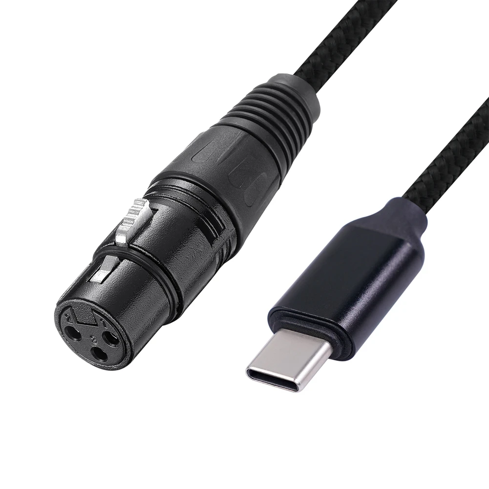 Cabo USB C para XLR fêmea, Cabo para microfone, Tipo C macho para XLR fêmea, Mic Link, Cabo de áudio de estúdio, 6,6 pés