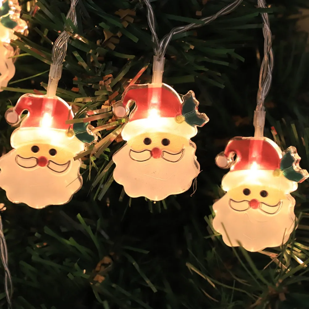 Árbol de Navidad, cadena de luces navideñas, bolsa de transporte de muñeco de nieve, tira de luces navideñas para hombre mayor, Papá Noel con batería