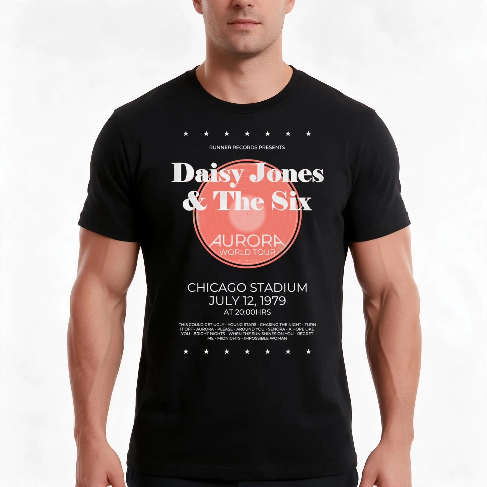 Daisy Jones & The Six - Aurora World Tour Poster BL T-Shirt, Summer Casual Cotton Tee, Oversized Streetwear Tops