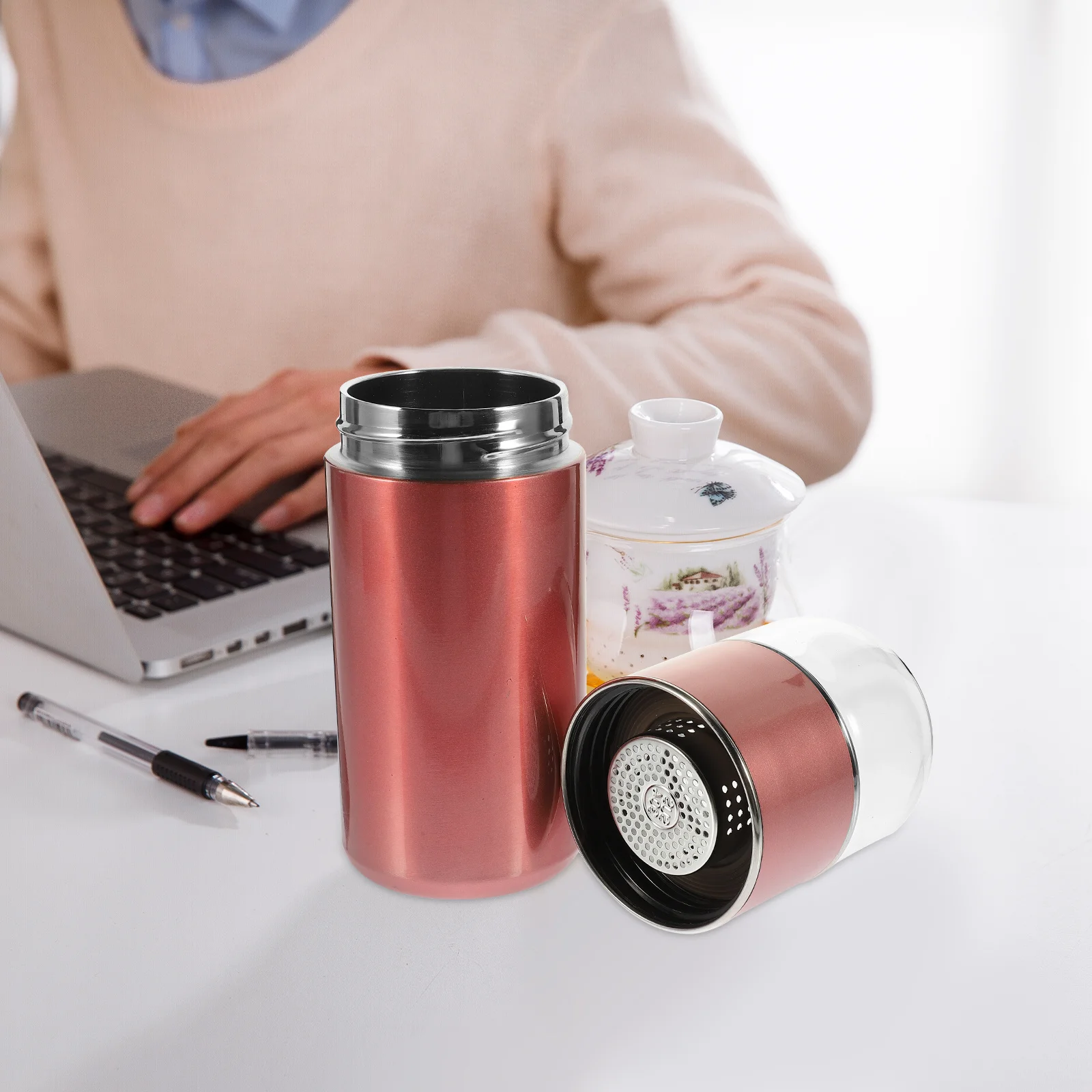 

Stainless Steel Thermal Mug Tea Leaves Separation Bottle Portable Insulated Travel Tumbler Temperature Display