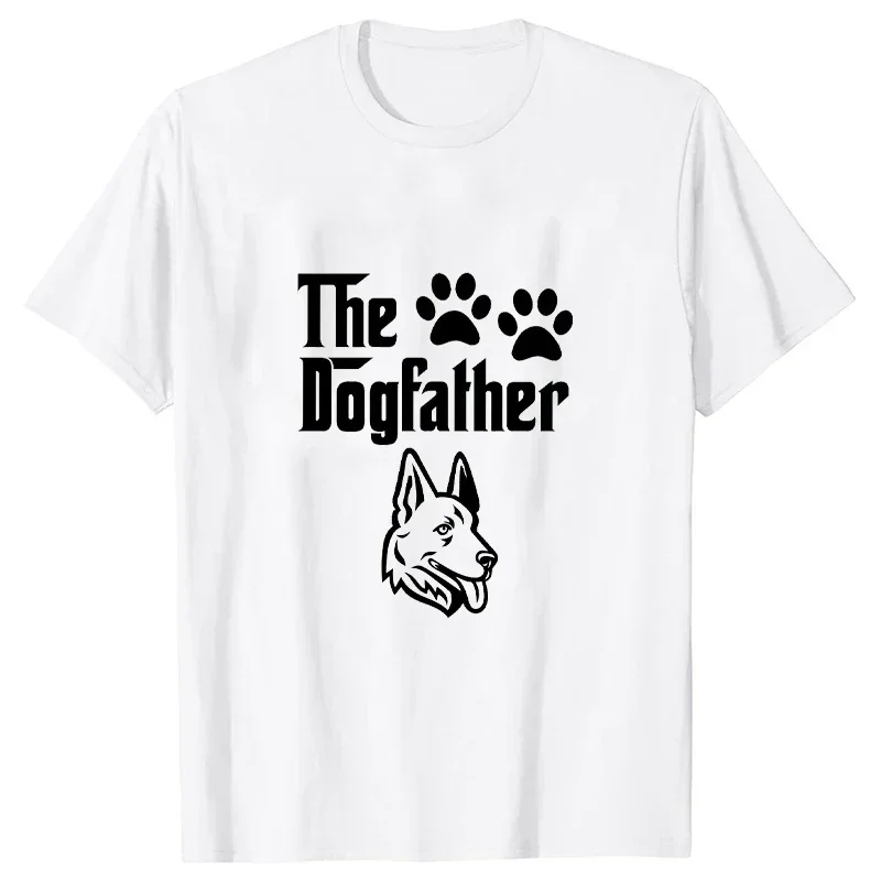 The Dogfather Funny T-shirts for Men Dog Dad T-shirt German Shepherd Dad Male Tshirts Short Sleeve Summer Oversized T Shirt Tee