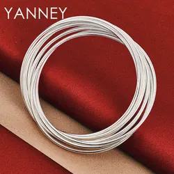 Luxury 925 Sterling Silver Smooth 10 Circle Bangle For Woman Girlfriend Fashion Charm Wedding Engagement Jewelry Gift