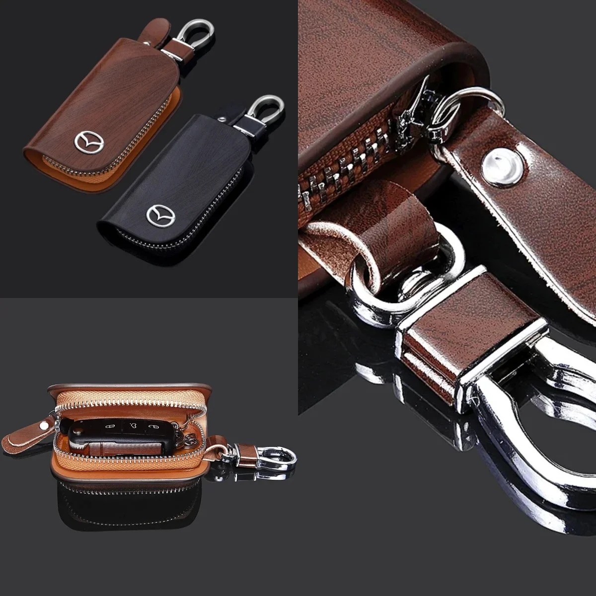 

Remote Key Fob Holder Leather Case for Mazda Axela Speed RX7 RX8 MX3 MX5 626 323 6 3 2 CX5 CX6 CX7 CX9 Car Key Jacket Decor