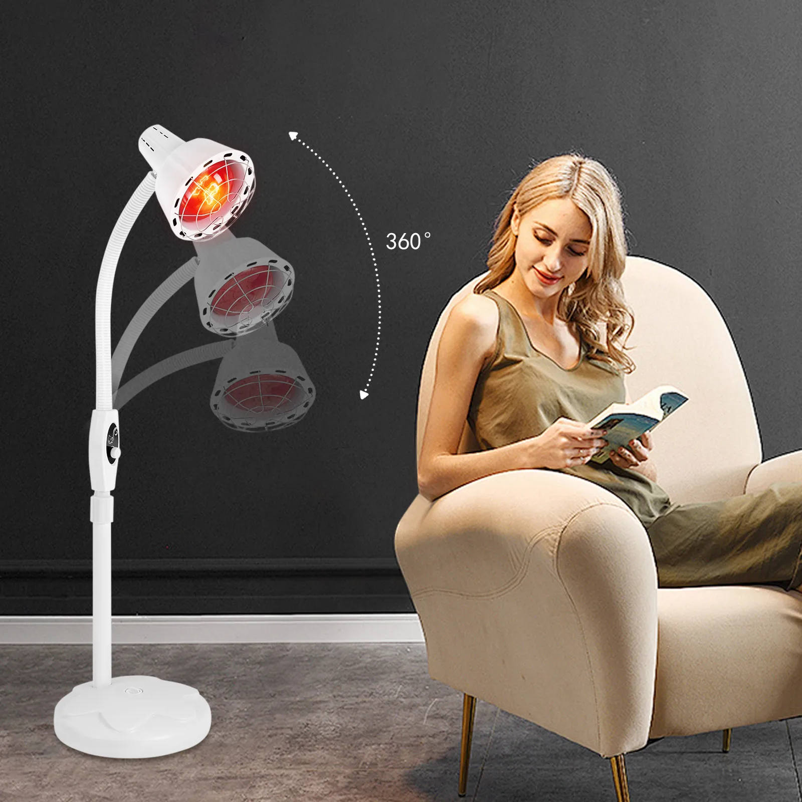 BYMAOCAR 275 Вт ближний инфракрасный тепловой светильник напольная подставка красный набор стоячих ламп инфракрасная светотерапия, терапевтическая лампа для облегчения мышечной боли